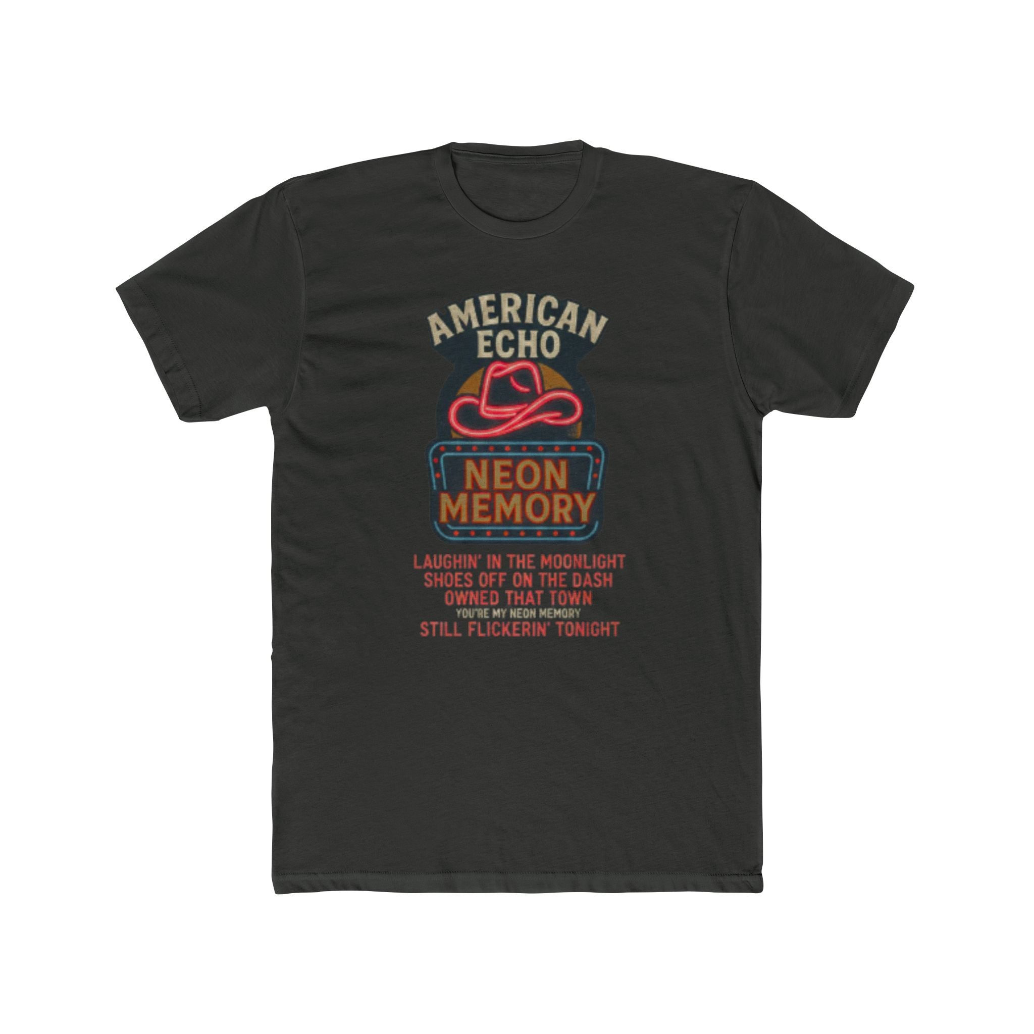 Neon Memory Lyric Tee — American Echo Vintage Music Graphic T-Shirt