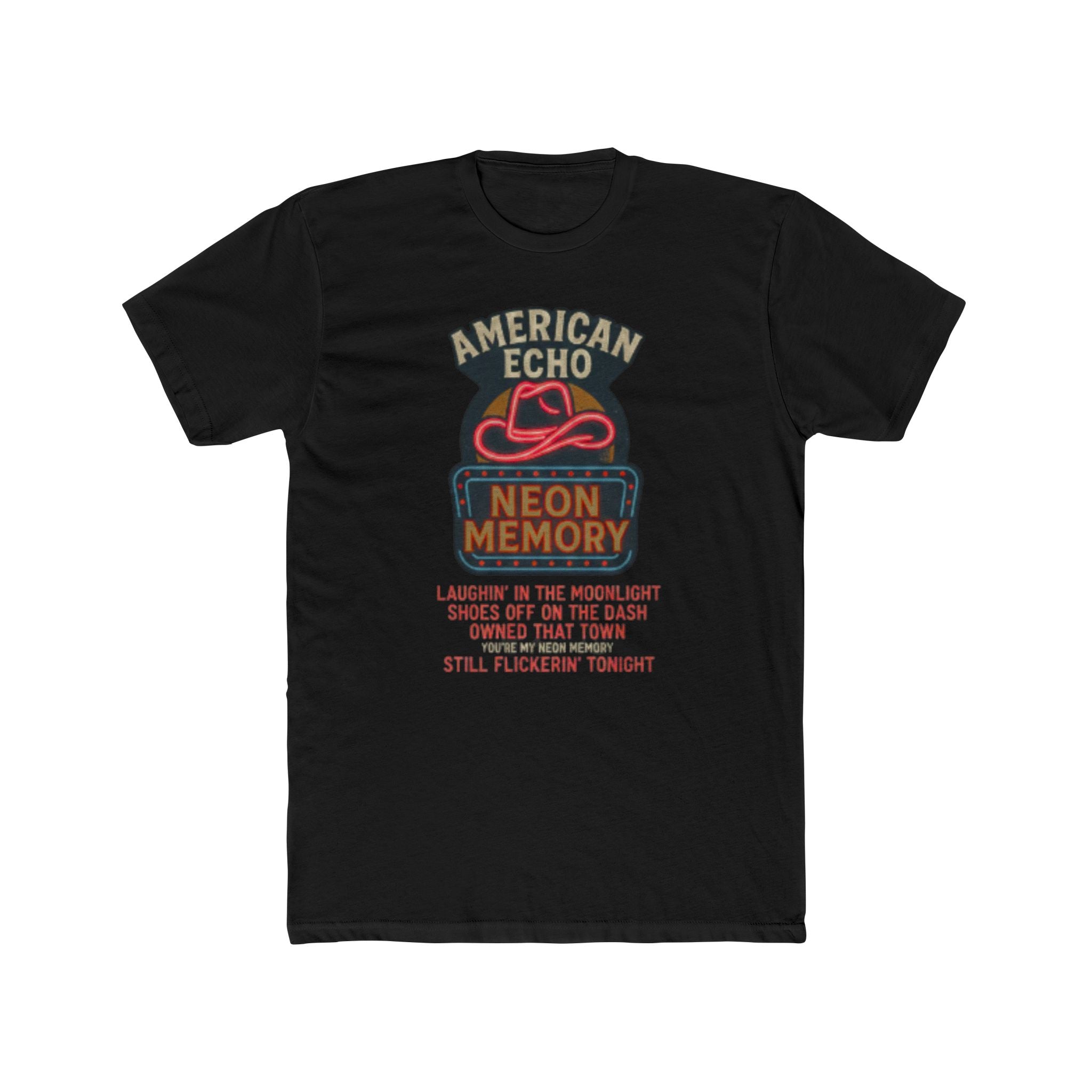 Neon Memory Lyric Tee — American Echo Vintage Music Graphic T-Shirt